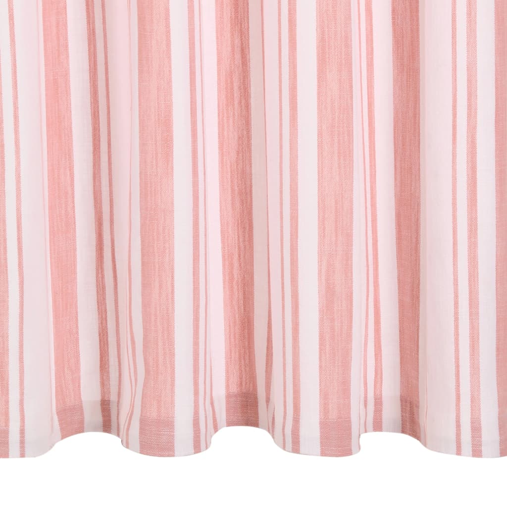Gordijnen Met Metalen Ringen 2 St 140X245 Cm Katoen Roze Streep