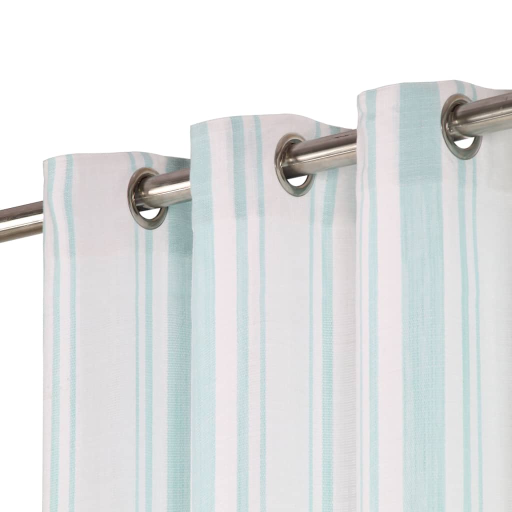 Gordijnen Met Metalen Ringen 2 St 140X175 Cm Katoen Blauwe Streep