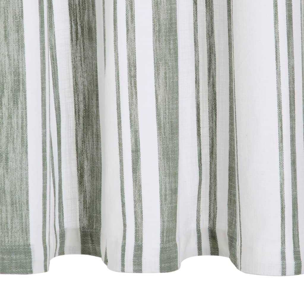 Gordijnen Met Metalen Ringen 2 St 140X175 Cm Katoen Groene Streep