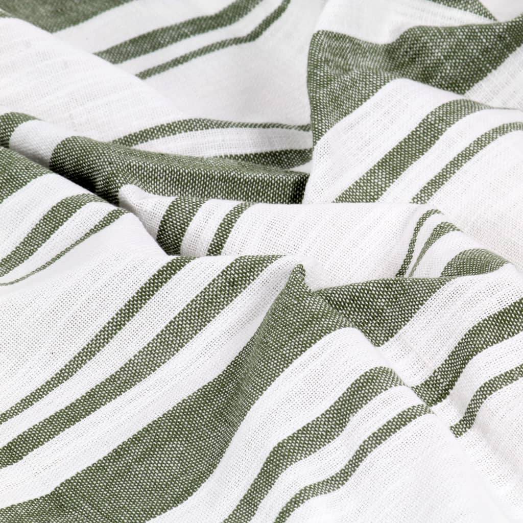 Gordijnen Met Metalen Ringen 2 St 140X175 Cm Katoen Groene Streep