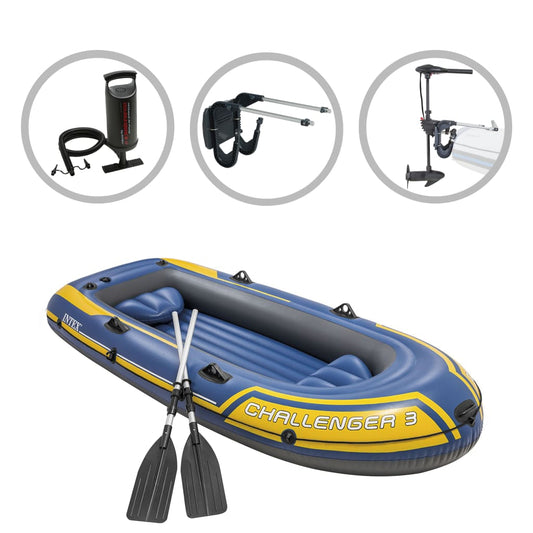 Intex Opblaasbootset Challenger 3 Met Trolling Motor En Beugel