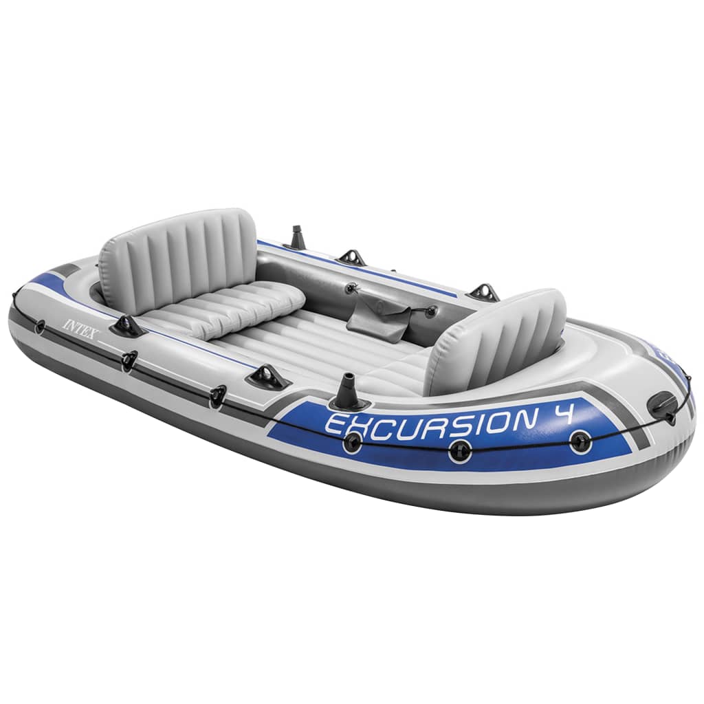 Intex Opblaasbootset Excursion 4 Met Trolling Motor En Beugel
