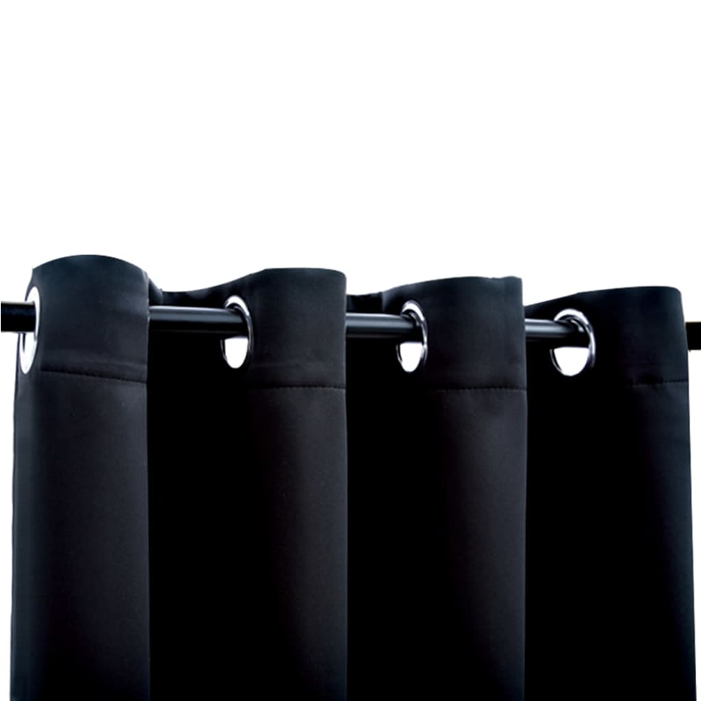 Gordijn Verduisterend Met Metalen Ringen 2 St 140X175 Cm Zwart
