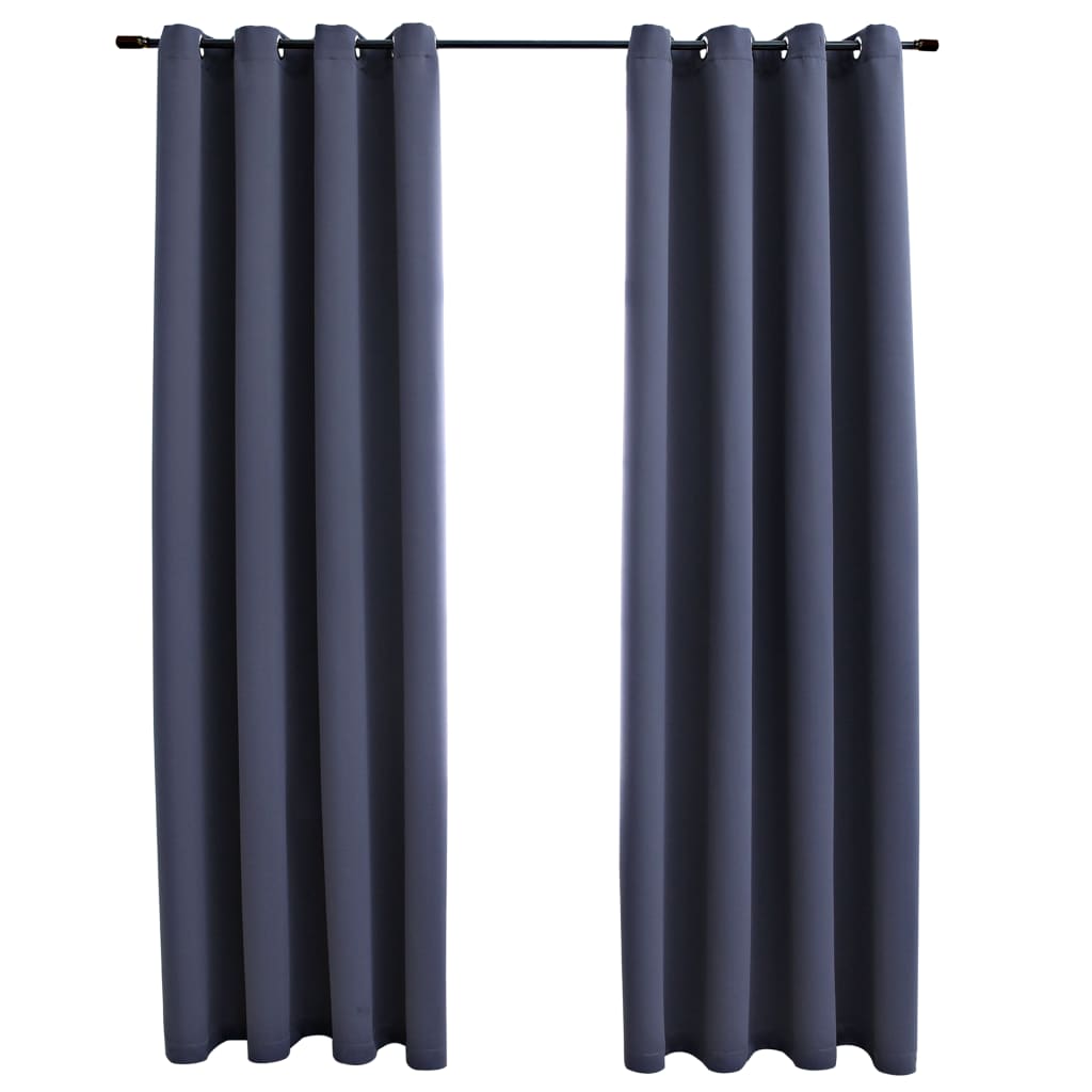 Gordijnen Verduisterend Met Ringen 2 St 140X225 Cm Antraciet