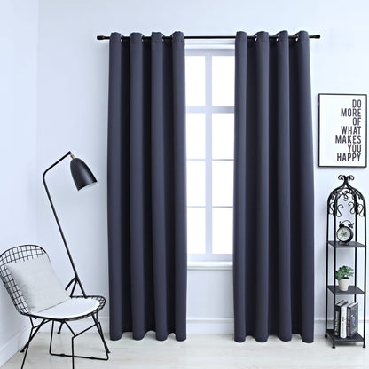 Gordijnen Verduisterend Met Ringen 2 St 140X225 Cm Antraciet