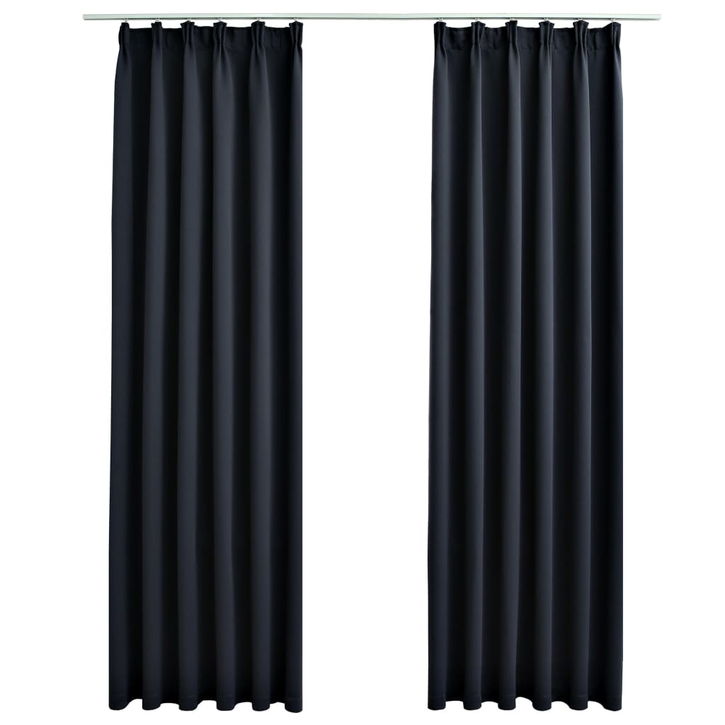 Gordijnen Verduisterend Met Haken 2 St 140X175 Cm Antraciet