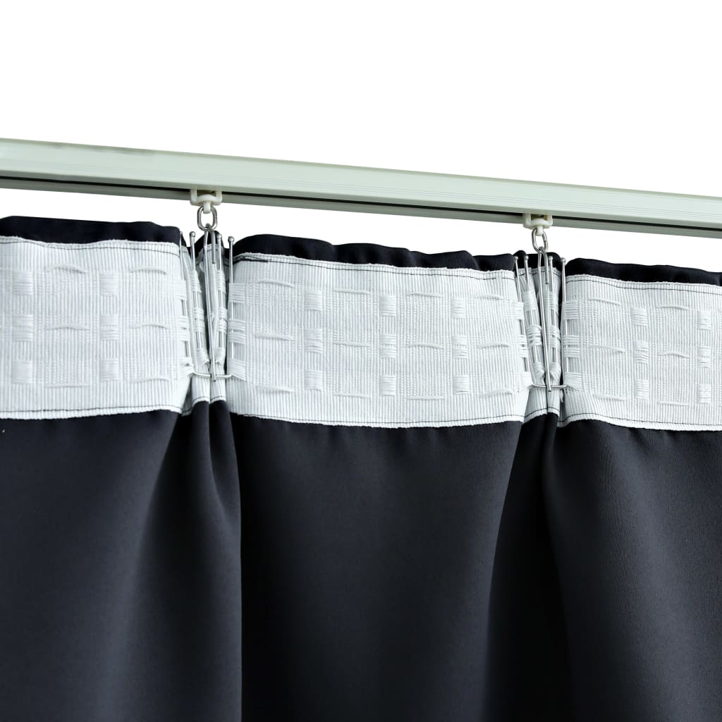 Gordijnen Verduisterend Met Haken 2 St 140X175 Cm Antraciet