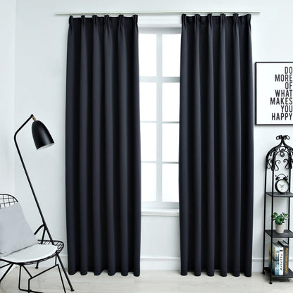 Gordijnen Verduisterend Met Haken 2 St 140X175 Cm Antraciet