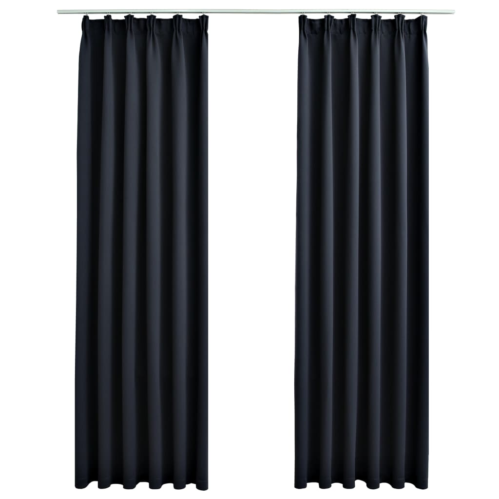 Gordijnen Verduisterend Met Haken 2 St 140X225 Cm Antraciet