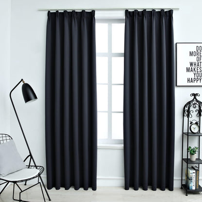 Gordijnen Verduisterend Met Haken 2 St 140X225 Cm Antraciet