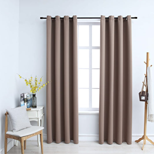Gordijn Verduisterend Met Metalen Ringen 2 St 140X225 Cm Taupe