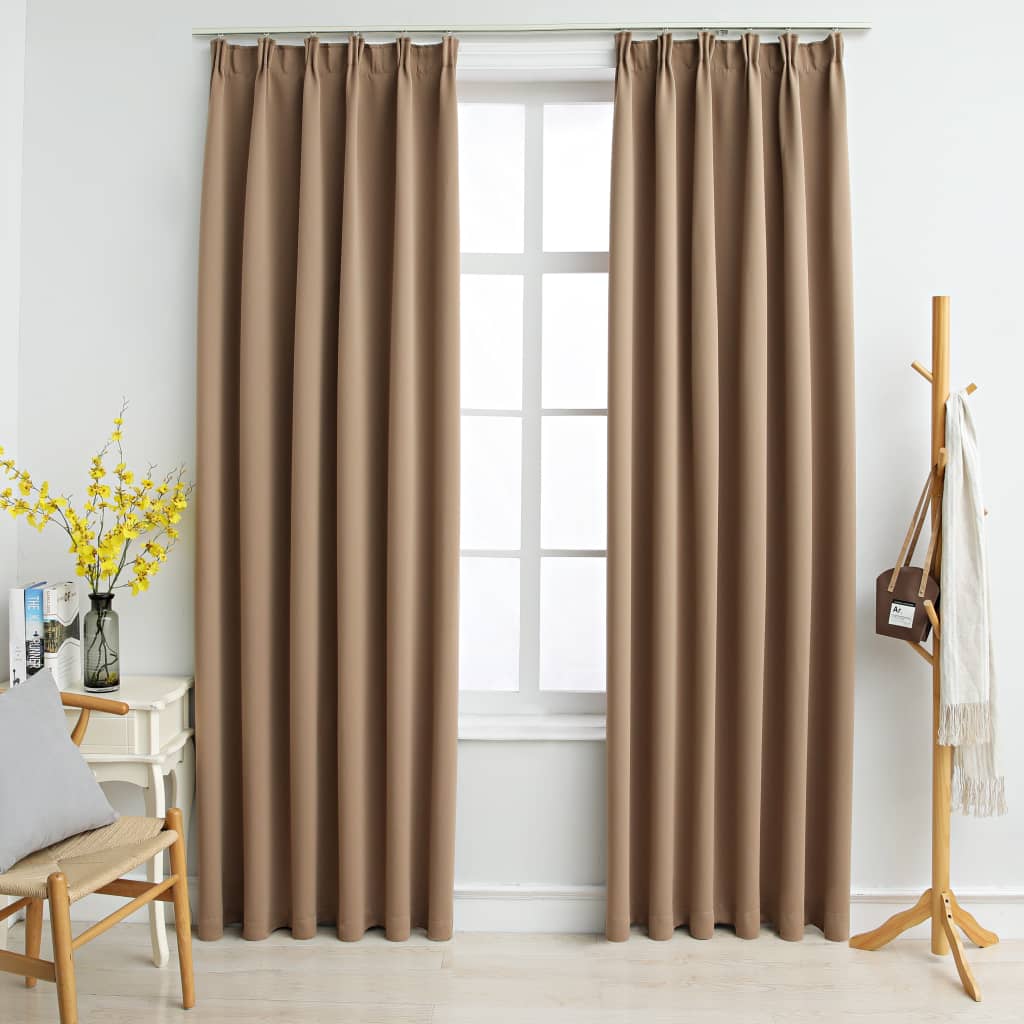 Gordijnen Verduisterend Met Haken 2 St 140X175 Cm Taupe
