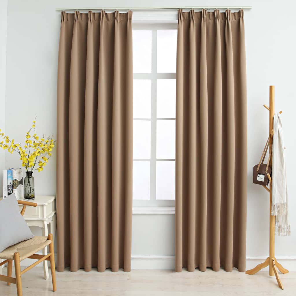 Gordijnen Verduisterend Met Haken 2 St 140X225 Cm Taupe