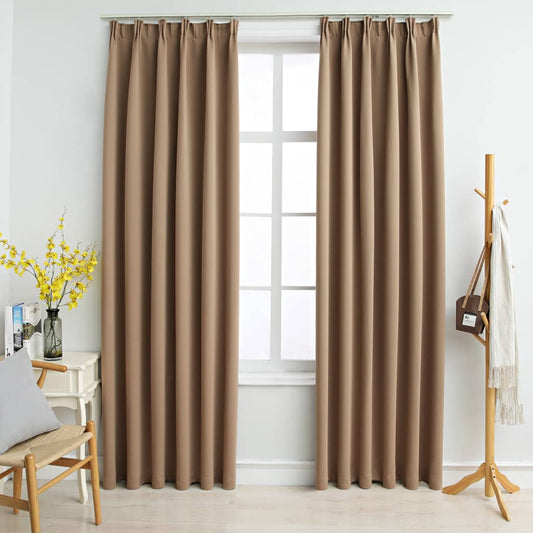 Gordijnen Verduisterend Met Haken 2 St 140X225 Cm Taupe
