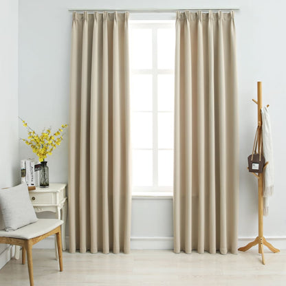 Gordijnen Verduisterend Met Haken 2 St 140X245 Cm Beige