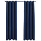 Gordijn Verduisterend Met Metalen Ringen 2 St 140X175 Cm Blauw
