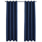 Gordijn Verduisterend Met Metalen Ringen 2 St 140X225 Cm Blauw