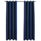 Gordijn Verduisterend Met Metalen Ringen 2 St 140X245 Cm Blauw