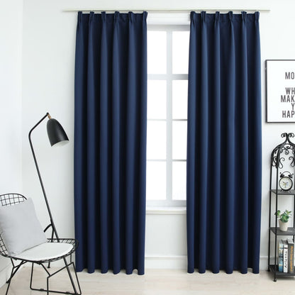 Gordijnen Verduisterend Met Haken 2 St 140X245 Cm Blauw