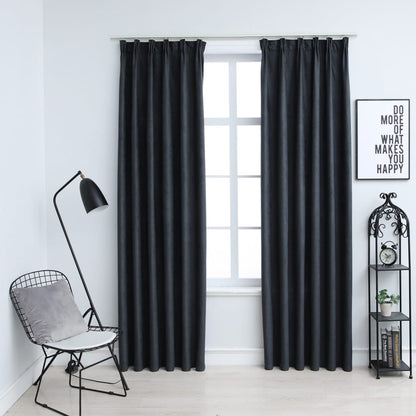 Gordijnen Verduisterend Met Haken 2 St 140X245 Cm Antraciet