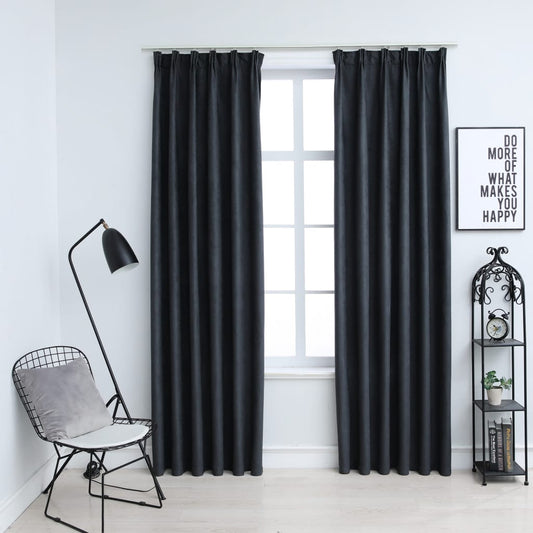 Gordijnen Verduisterend Met Haken 2 St 140X245 Cm Antraciet