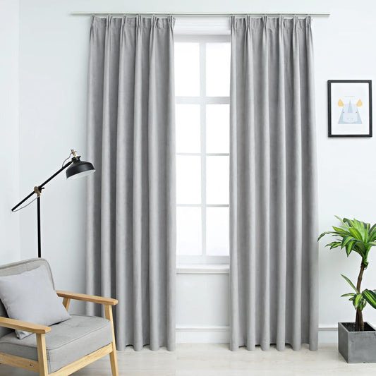 Gordijnen Verduisterend Met Haken 2 St 140X175 Cm Grijs