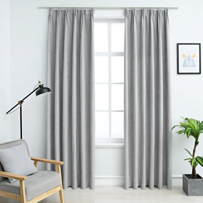 Gordijnen Verduisterend Met Haken 2 St 140X245 Cm Grijs