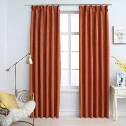 Gordijnen Verduisterend Met Haken 2 St 140X225 Cm Roestkleurig