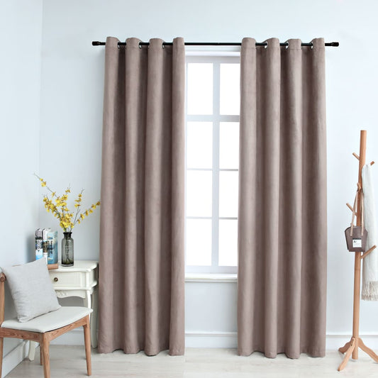 Gordijn Verduisterend Met Metalen Ringen 2 St 140X245 Cm Taupe