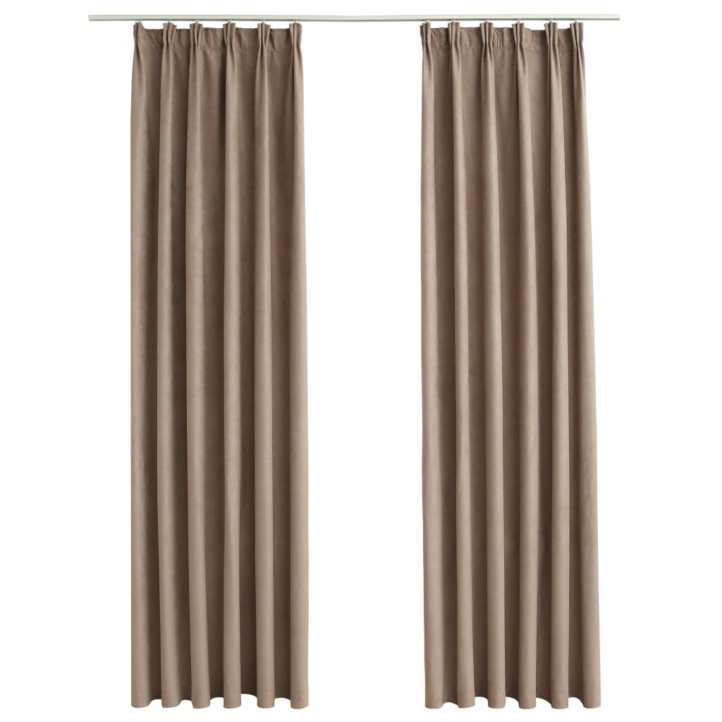 Gordijnen Verduisterend Met Haken 2 St 140X225 Cm Taupe