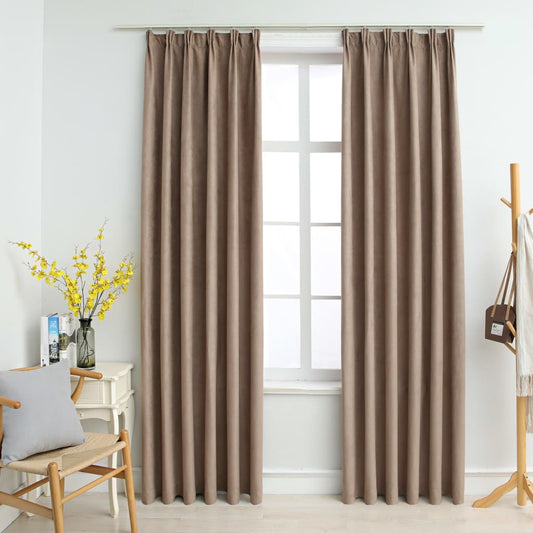 Gordijnen Verduisterend Met Haken 2 St 140X245 Cm Taupe