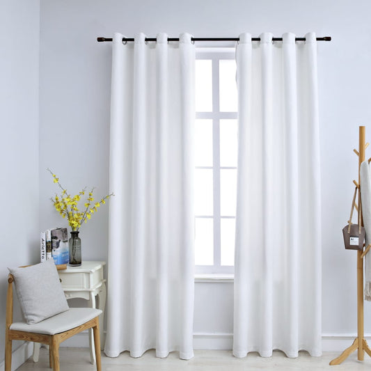 Gordijnen Verduisterend Met Ringen 2 St 140X175 Cm Gebroken Wit