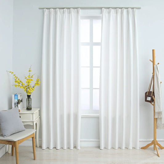 Gordijnen Verduisterend Met Haken 2 St 140X175 Cm Gebroken Wit