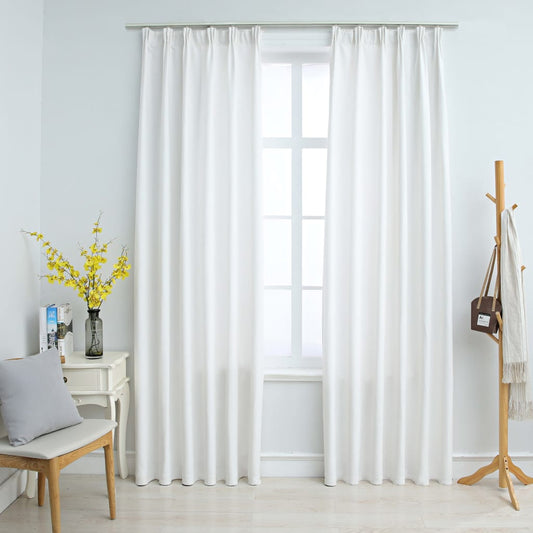 Gordijnen Verduisterend Met Haken 2 St 140X225 Cm Gebroken Wit