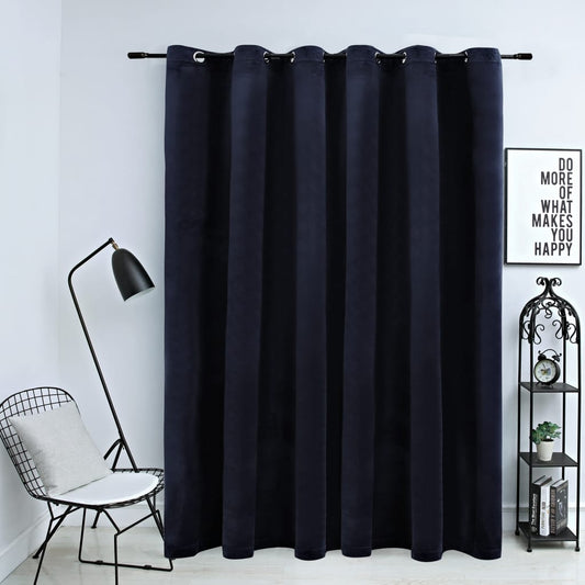 Gordijn Verduisterend Met Ringen 290X245 Cm Fluweel Zwart