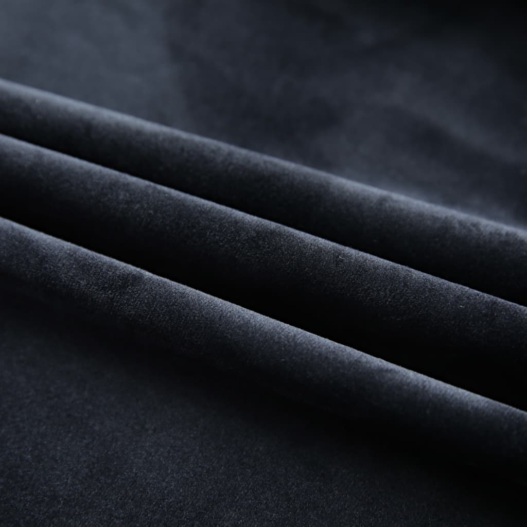 Gordijnen Verduisterend 2 St Met Haken 140X245 Cm Fluweel Zwart