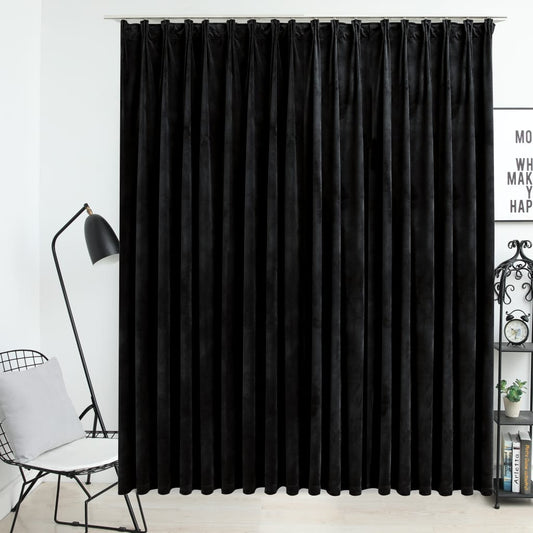 Gordijn Verduisterend Met Haken 290X245 Cm Fluweel Zwart