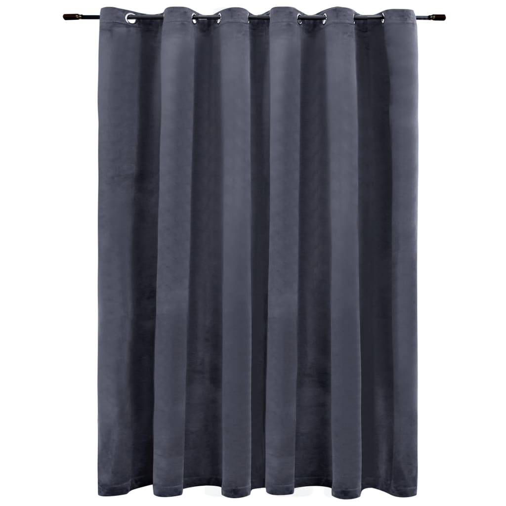 Gordijn Verduisterend Met Ringen 290X245 Cm Fluweel Antraciet