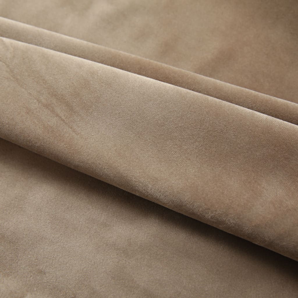 Gordijn Verduisterend Met Haken 290X245 Cm Fluweel Beige