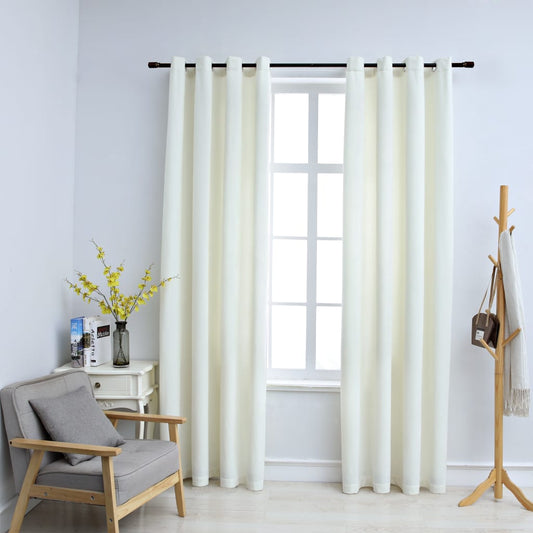 Gordijn Verduisterend Met Ringen 2 St 140X245 Cm Fluweel Crème