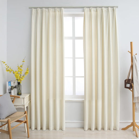 Gordijnen Verduisterend 2 St Met Haken 140X175 Cm Fluweel Crème