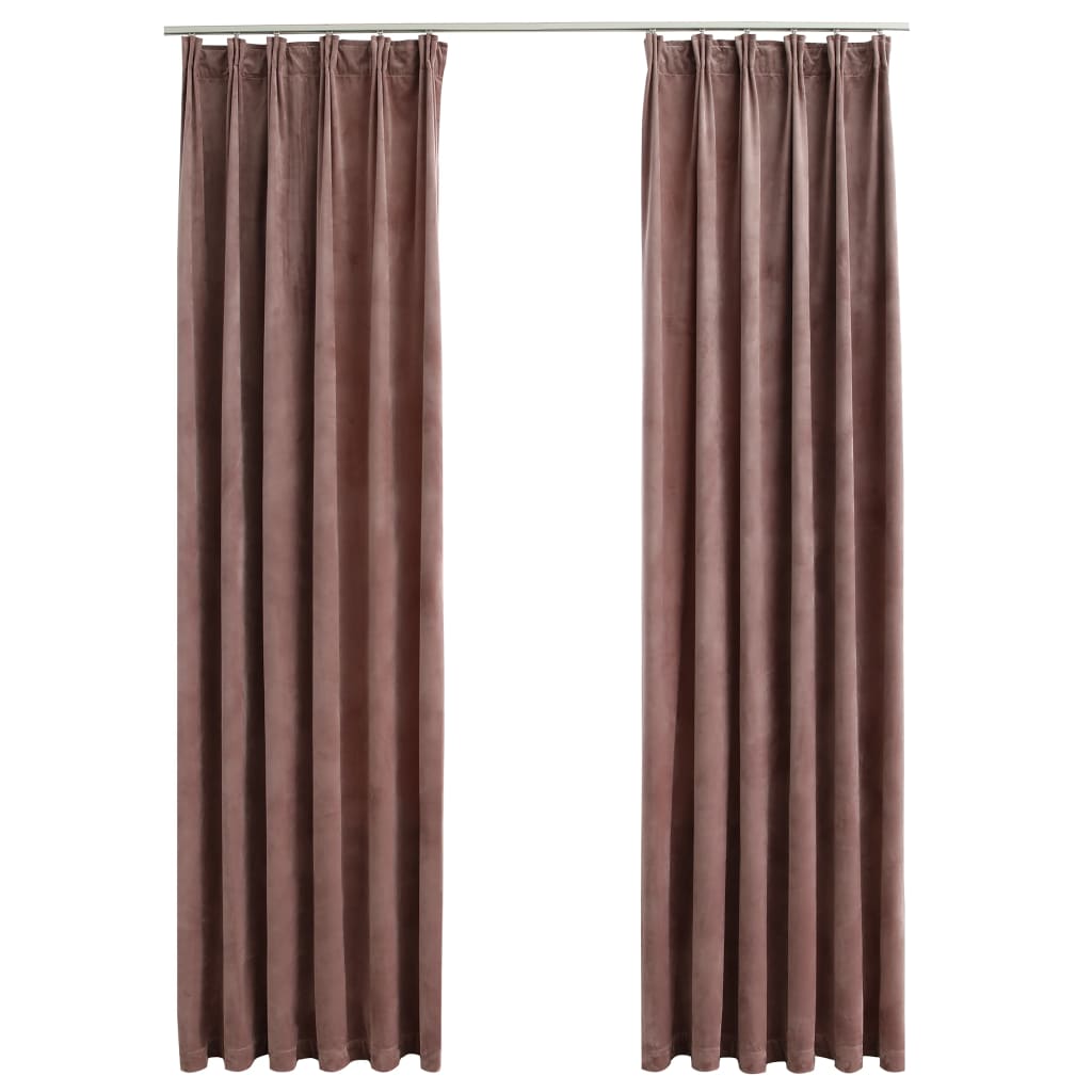 Gordijnen Verduisterend 2 St Met Haken 140X175 Cm Fluweel Roze