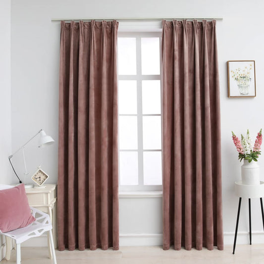 Gordijnen Verduisterend 2 St Met Haken 140X225 Cm Fluweel Roze