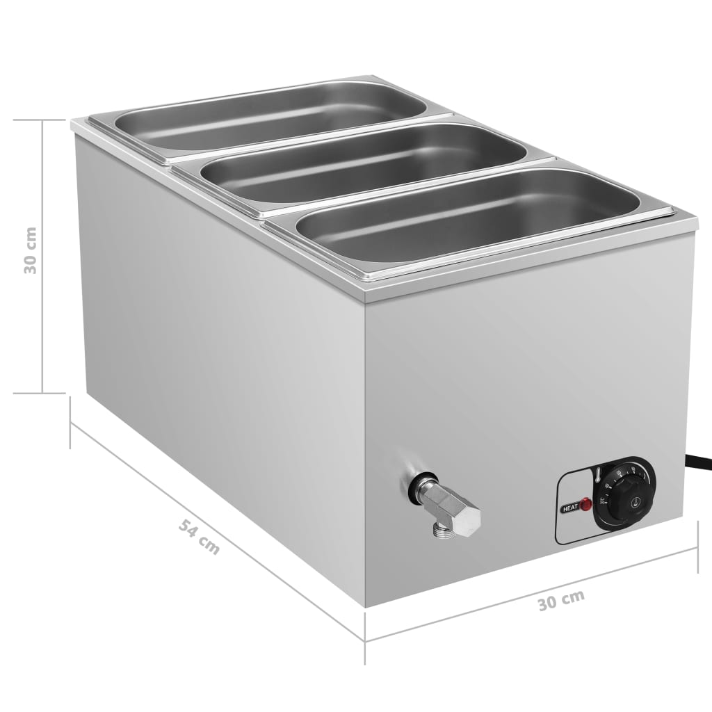 Voedselwarmer Bain-Marie 1500 W Gn 1/3 Roestvrij Staal
