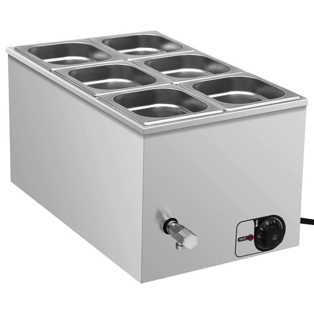 Voedselwarmer Bain-Marie 1500 W Gn 1/6 Roestvrij Staal