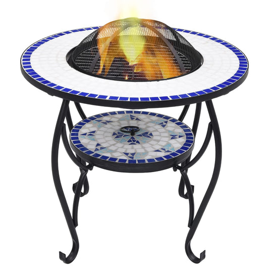 Vuurtafel Mozaïek 68 Cm Keramiek Blauw En Wit