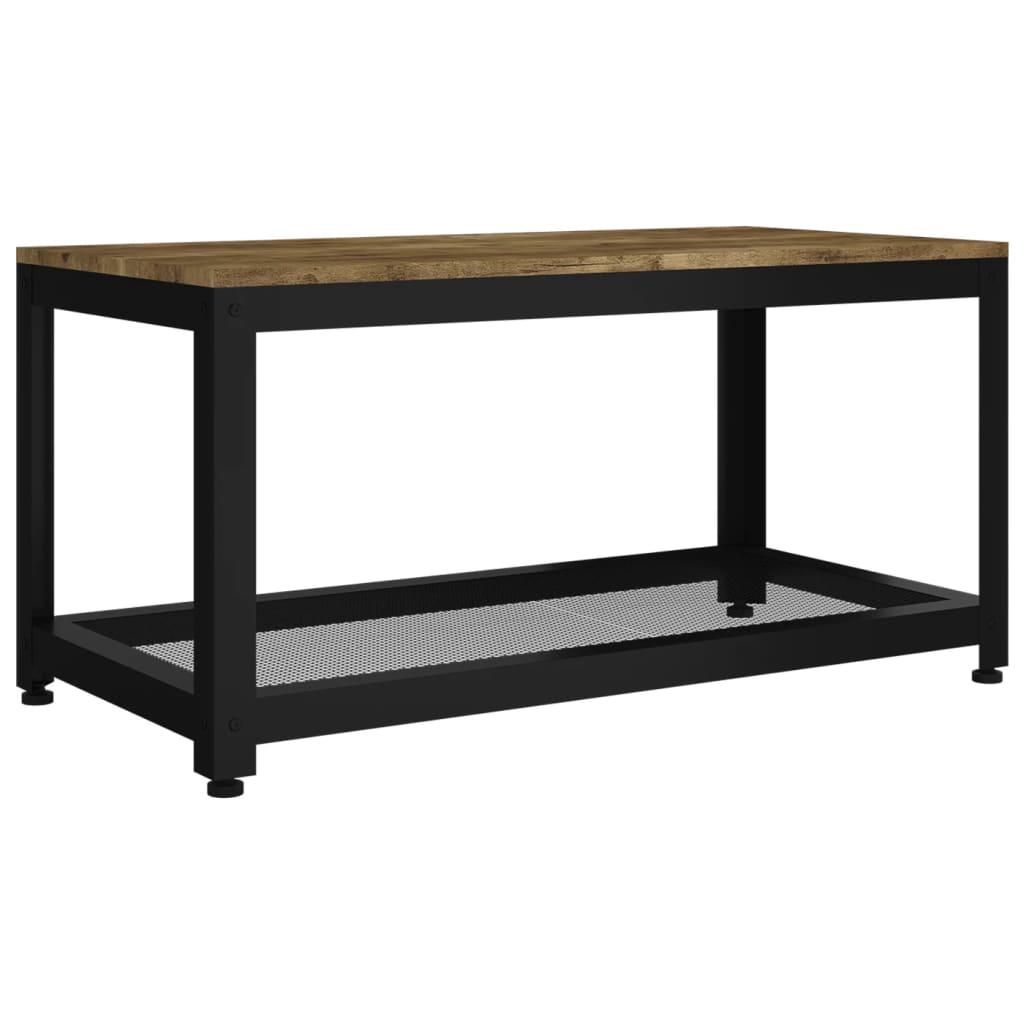 Salontafel 90X45X45 Cm Mdf En Ijzer Donkerbruin En Zwart