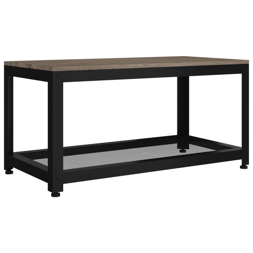 Salontafel 90X45X45 Cm Mdf En Ijzer Grijs En Zwart