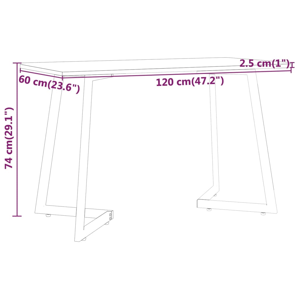 Eettafel 120X60X74 Cm Mdf En Ijzer Lichtbruin