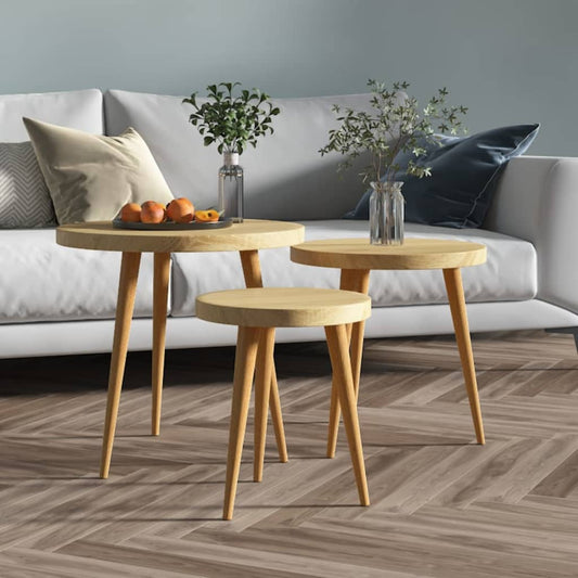 3-Delige Bijzettafelset Mdf En Ijzer Lichtbruin